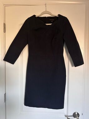 Banana Republic Black Long-Sleeve Sheath Dress